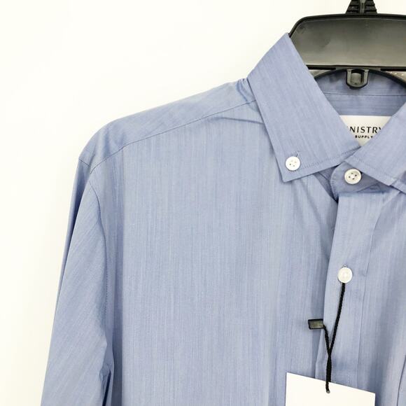 MINISTRY OF SUPPLY Men's Gemini Woven Dress Shirt Small Solid Blue NWT - Picture 4 of 9